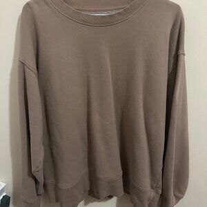 Tan Plain Crewneck Sweater